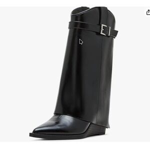 Madden Girl Women's Foldover Wedge Boots Size 6M Buckle Strap‎ Pointed Toe